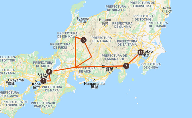 Mapa del circuito por Japón